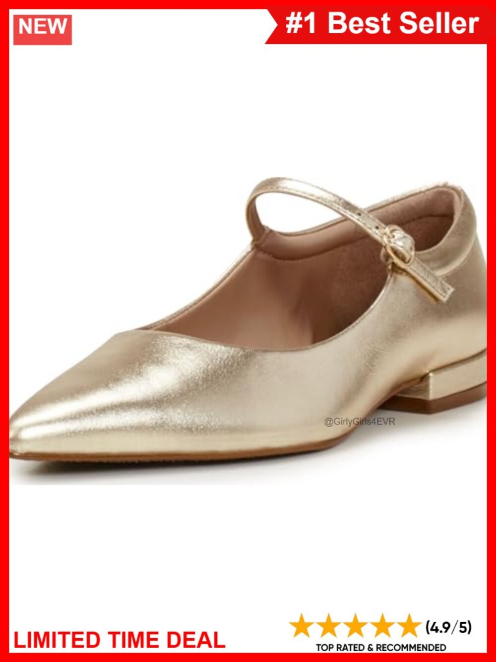 Mary Jane Flats Leather Pointed Toe Ankle Strap Business Casual